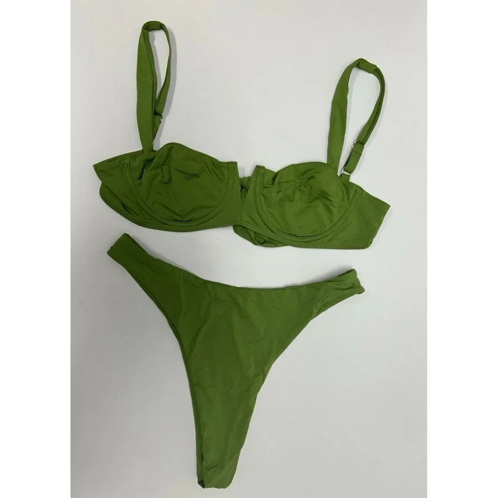 Monday Swimwear Olive Green Underwire Bikini Set